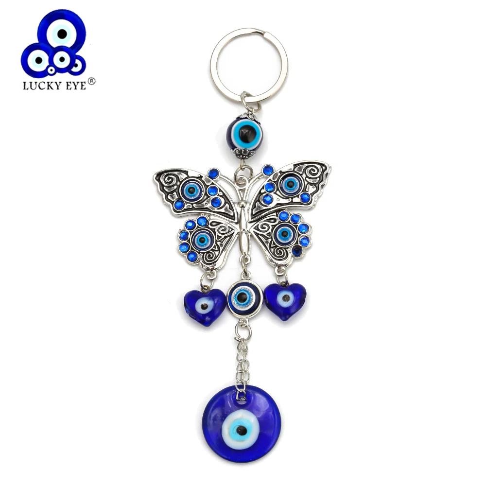 Lucky Eye Butterfly Evil брелок Шарм серебристый цвет Автомобильный Брелок держатель