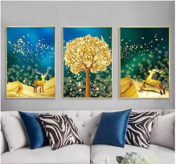 

Diamond embroidered new living room fortune deer 5d diamond painting full diamond new triptych drill