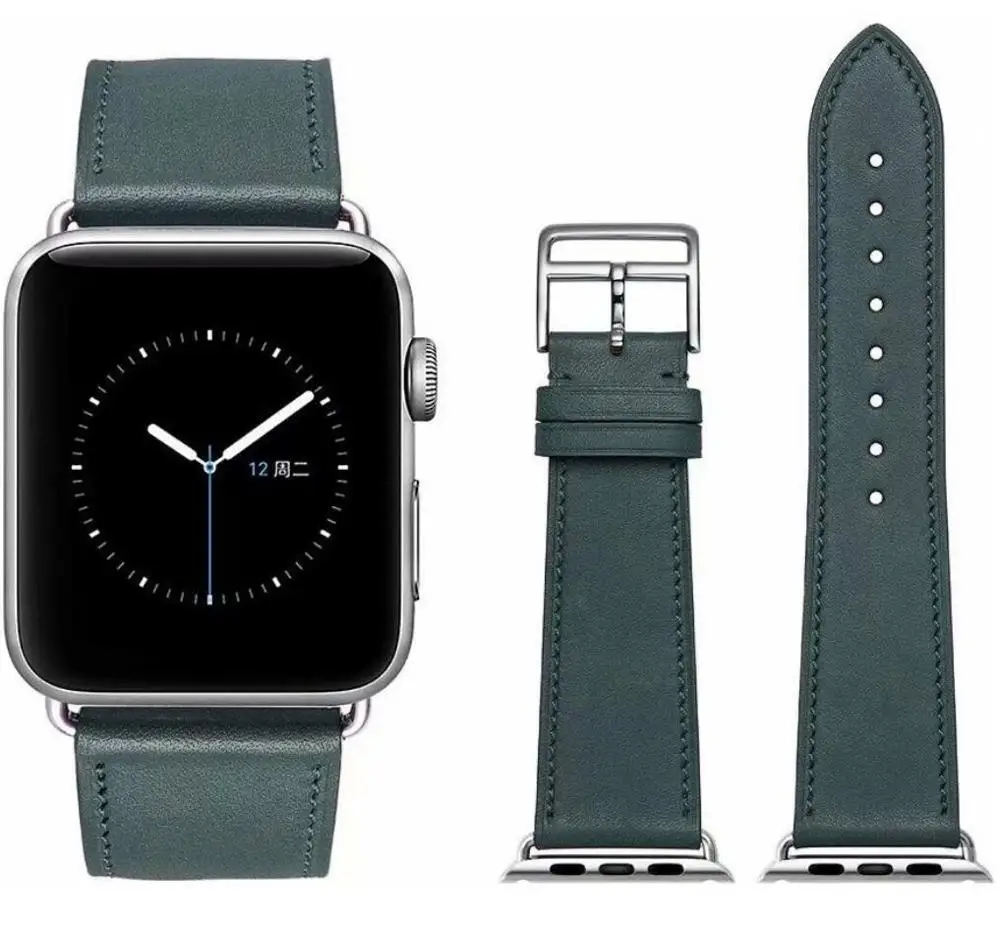 Эффективная петля pine green для iwatch 5 4 3 2 1 42 мм 40 ремешок Apple Watch 38 44 натуральная кожа |