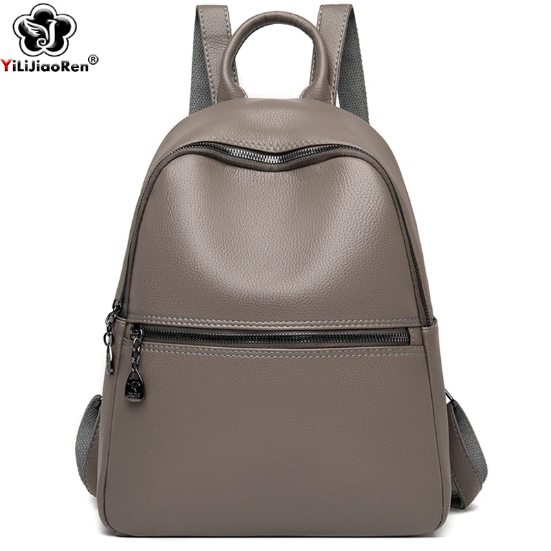 Mochilas casuais para as mulheres de couro macio mochila feminina bolsa de ombro grande saco de viagem simples sacos de escola para adolescentes
