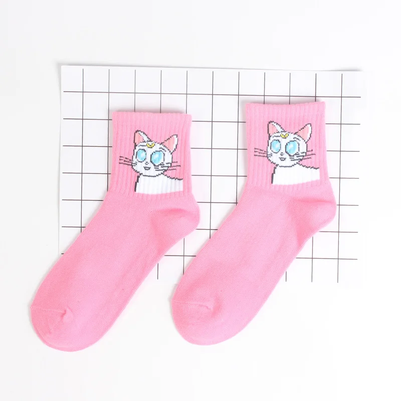 Женские носки с забавными персонажами из мультфильмов Harajuku, забавные Модные женские хлопковые носки с милым рисунком для скейтборда - Цвет: I