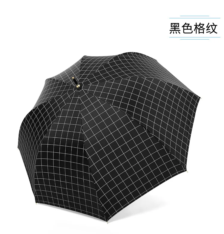 Straight Pole Vinyl Umbrella Long Handle Parasol Men And Women Business Hide Substance Small Curved Handle Umbrella Customizable