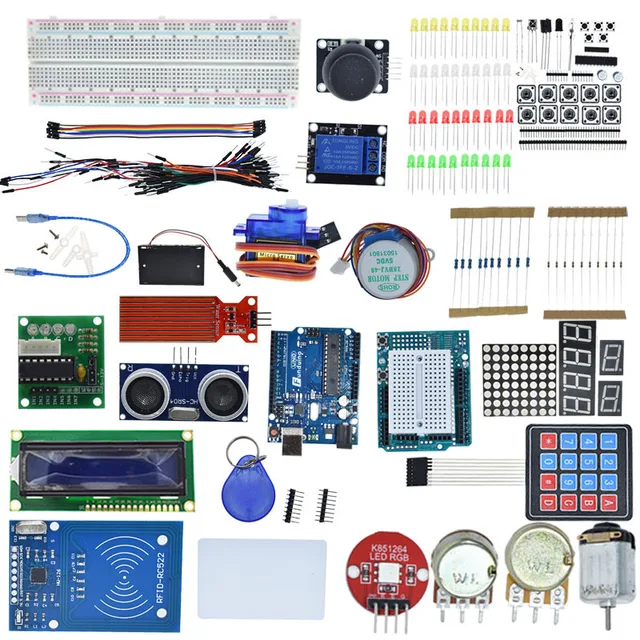 Starter Kit for Arduino Uno R3 - Uno R3 Breadboard and holder Step Motor / Servo /1602 LCD / jumper Wire/ UNO R3 3
