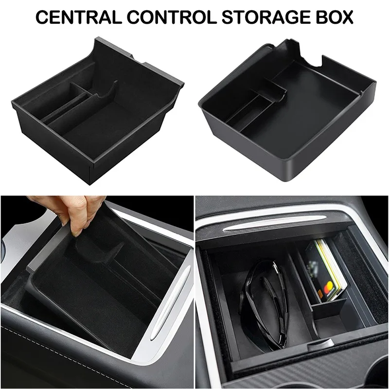 Caja de almacenamiento de reposabrazos Central para coche Tesla modelo 3 2021, accesorios, consola Central, contenedores Organizadores de flocado