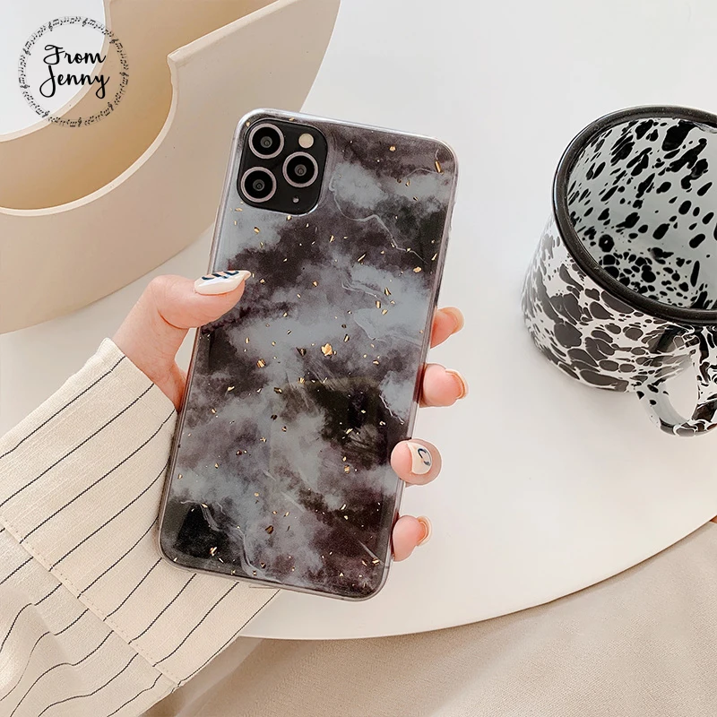 От Jenny чернил Золотая фольга для iPhone 11 Pro x xr xs max 6 6s 7 8 Plus простой мобильный телефон ТПУ защитный мягкий чехол