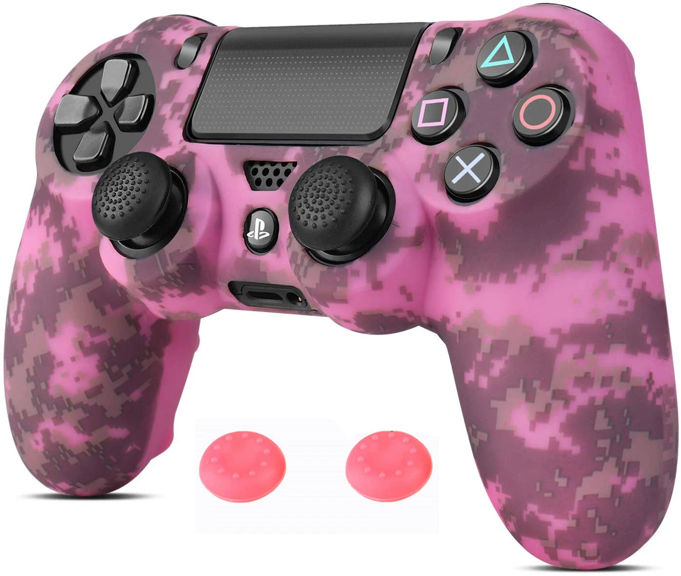 Square Pink ZOMTOP силиконовый Камуфляжный защитный кожаный чехол для sony Dualshock 4 PS4 DS4 Pro тонкий контроллер Джойстик колпачки - Цвет: Square Pink