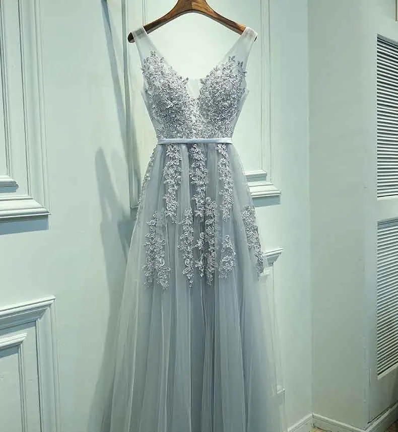 

N Colors V-neck Gray Party Dress Women Evening Gown Prom Tulle Floor Length Sleeveless Pink White Dress For Women Plus Size 5xl