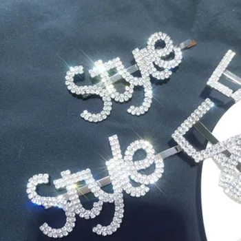

Trendy Shiny Crystal Rhinestones Word Letters Hair Clips Hairpin Women Bangs Clip Hair Styling Tool Hairgrip Hair Accessories