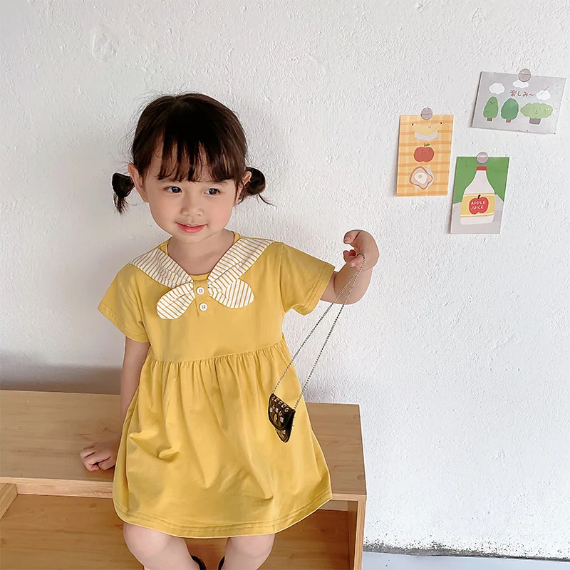 

Children Dresses Yellow Princess Girls Dress Baby Clothing For Kid Girl Party Cotton Fashion Infant Elegant Short Costume Verano