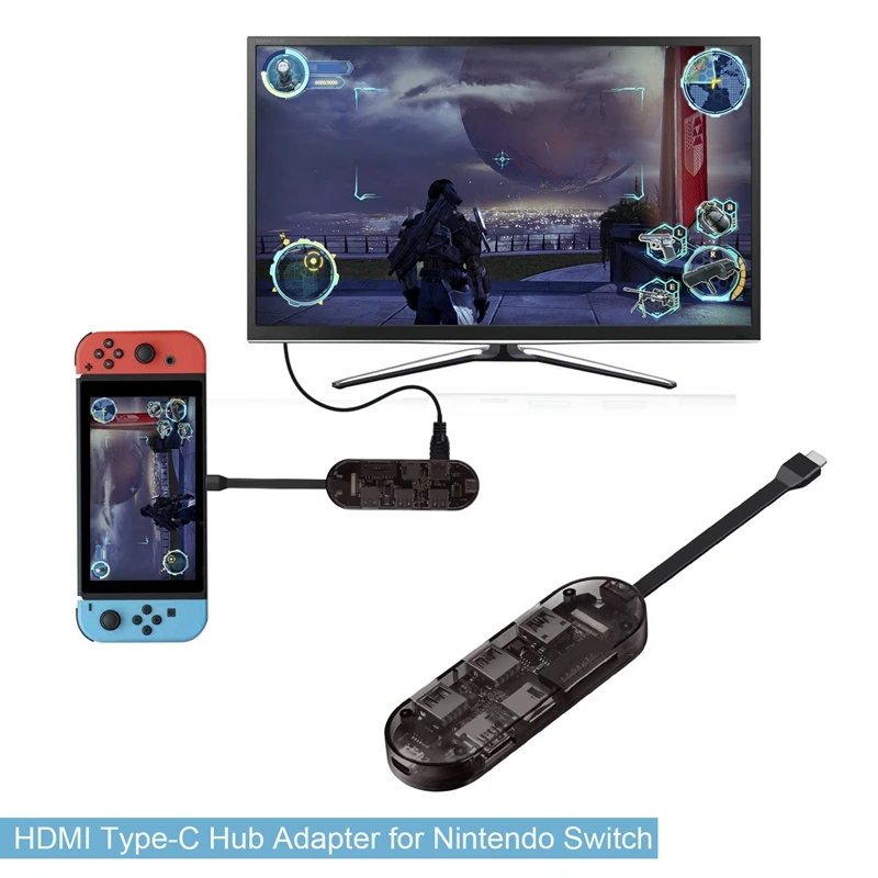 Прозрачный 7-в-1 док-станция USB 3,0 концентратор HDMI Зарядное устройство Для nintendo переключатель для настольных ПК/ноутбук