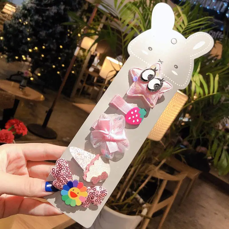 5 шт./компл. милые для маленьких девочек Заколки для волос в виде кролика с бантом заколки-короны для детей Головные уборы для маленьких девочек аксессуары для волос подарок для девочек - Цвет: P14