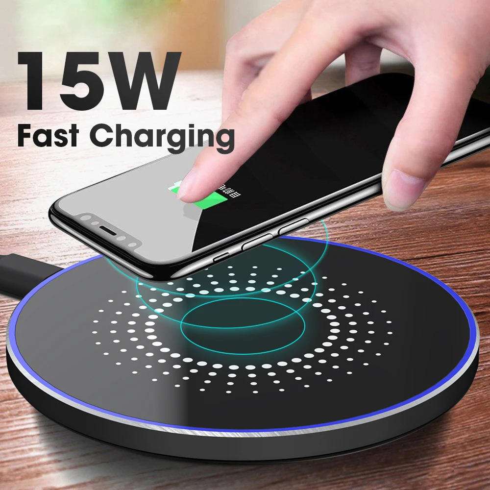 15W Qi Fast Wireless Charger for iPhone 11 11Pro Type-C Charging Pad ...