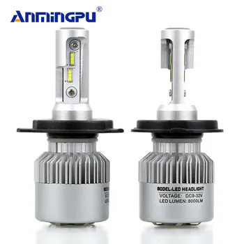 

ANMINGPU 2017 72W 16000LM/pair H7 LED Headlight Bulbs 9005 9006 9012 H11 Led H1 H4 Led 16000lm Lampada Car Light Kits CSP 6500K