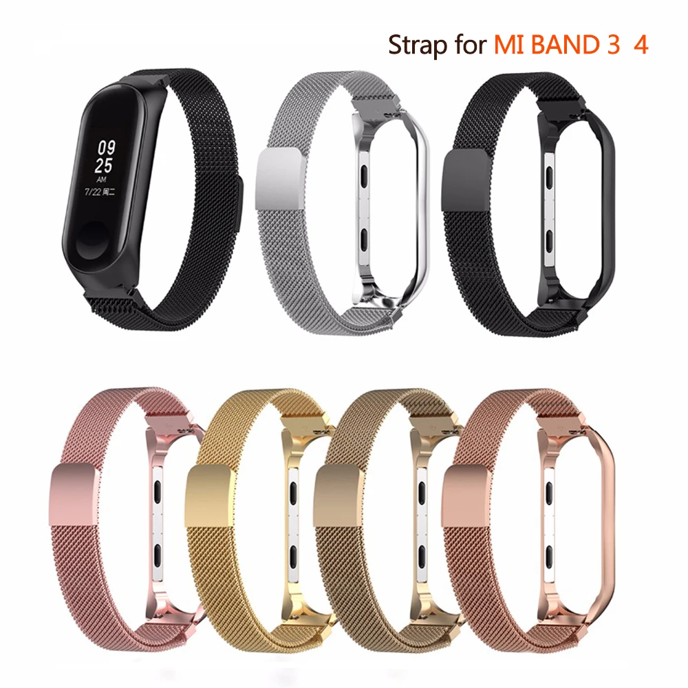 Браслет из нержавеющей стали для Xiaomi Mi Band 4 3 ремешок металлический 3/4