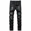 2022 High Quality Men Casual Black Jeans Paint Slim Straight Hole Biker Jeans Autumn Jean Homme Male Denim Pants Plus Size 42 1