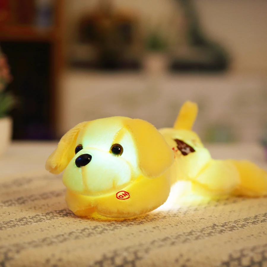 Luminous Dog Plush Doll Colorful Led Glowing Dogs With Embroidery Children Toys For Girl Kid Birthday Gift Just6F