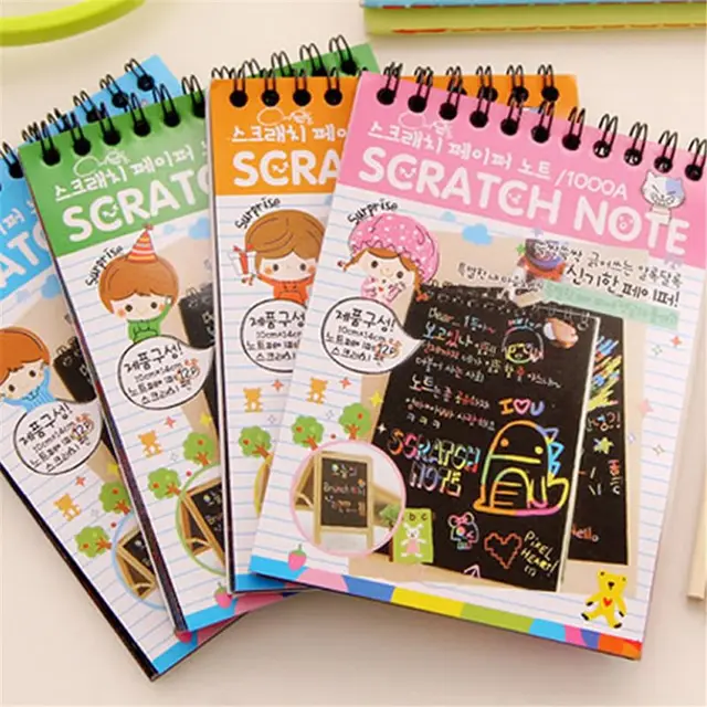 1 Book Colorful Dazzle Scratch Note Sketchbook Paper Graffiti DIY Coils Drawing Book Children Drawing Book Magic Doodle Notes 2