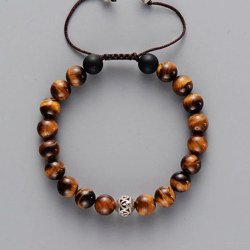 Men Bracelet 8MM Tiger Eye Tibetan Beads Punk Bracelet Handmade Friendship Bracelets Mens Charm Bracelet Dropship - Image 2
