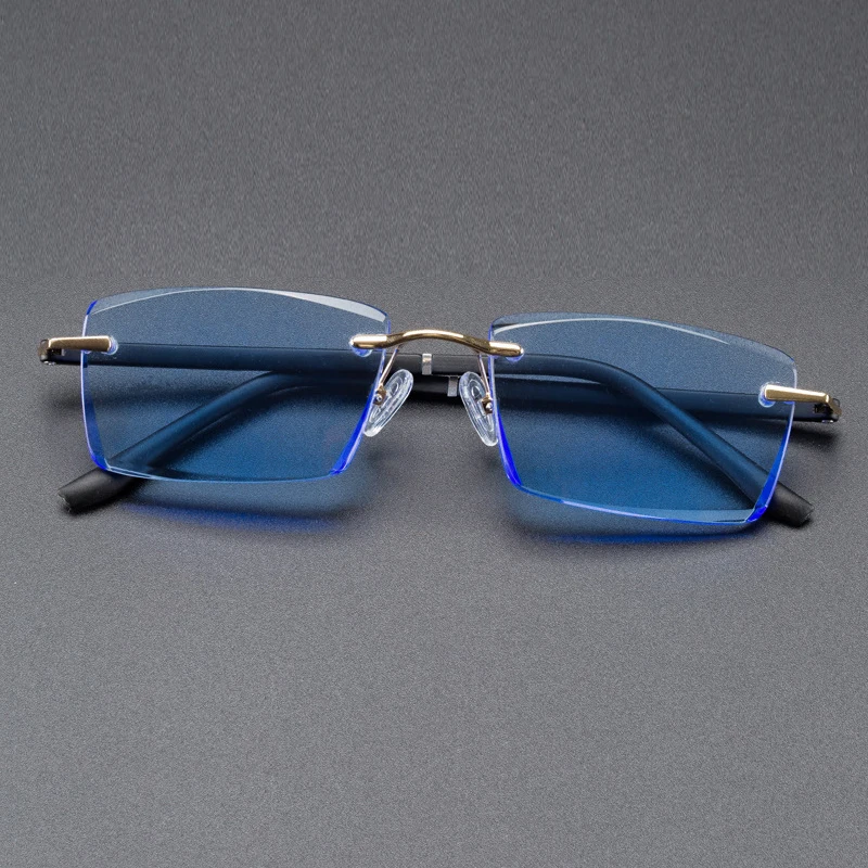 Gafas de lectura de cristal azul para hombre y mujer, anteojos de lujo sin montura, con piedra Natural para presbicia, TR90, + 1,0 + 1,5 + 2,0 + 3,0 - AliExpress Mobile