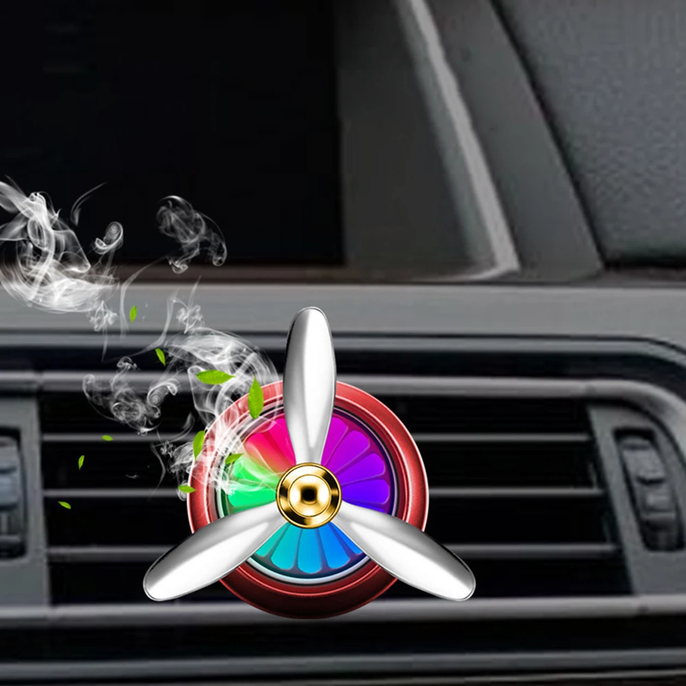 Транспортное средство ароматный на выходе вентилятора с светодиодный свет украшение автомобиля зажим отверстия пропеллер Аромат Духи Диффузор интерьер освежитель запаха