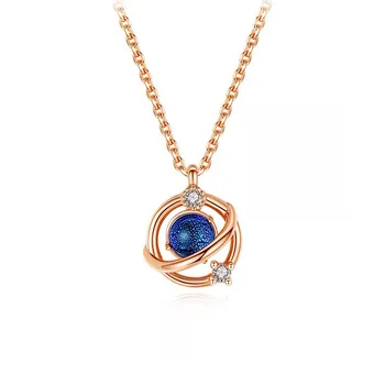 

Fantasy Universe Planet Necklace Female 925 Sterling Silver Creative Blue Glass Crystal Clavicle Chain Ins Net Red Gift Item