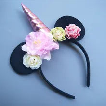 Европа и Америка аксессуары для волос алиэкспресс Лидер продаж Единорог цветок Микки резинки для волос детский цветок головной убор