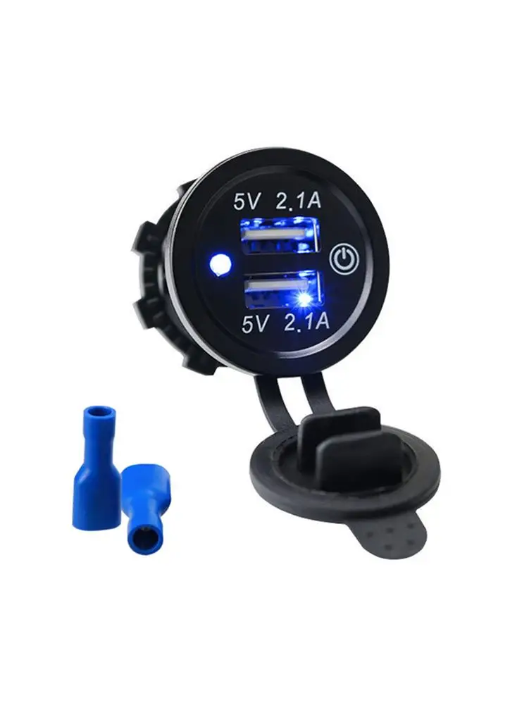 12-24V Автомобильное зарядное устройство 5V 4.2A двойное USB зарядное устройство сенсорный выключатель с индикатором светодиодный светильник для автомобилей, кораблей, кораблей, мотоциклов, ATV, RV