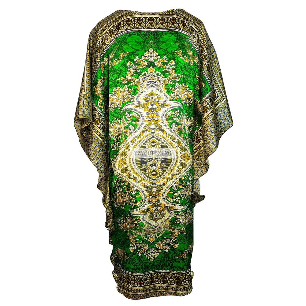 Chinese Vintage Print Lady Robe Dress Nightgown Summer Nightdress Sleepwear Women Satin Rayon Nightwear Bath Gown One Size