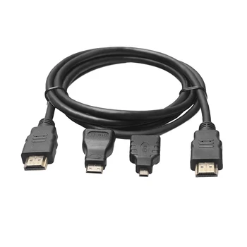 

1.5M High Quality HDMI Cable Adapter 3 In 1 Male To Male Gold-plating Adapter Converter Black