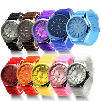 

Gift Fashion Unisex Jelly Gel Quartz Sports Wrist Watch Geneva Silicone Rubber