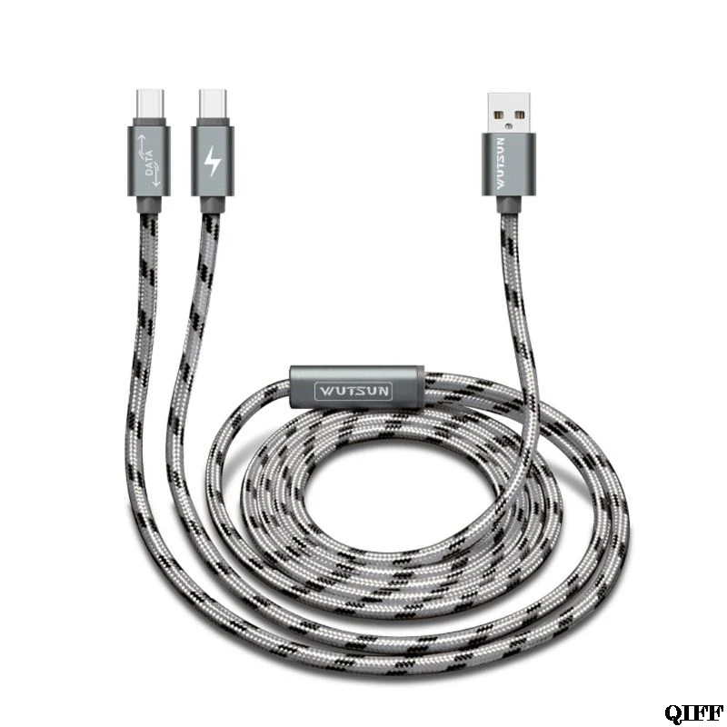 USB 2.0 Type A Male To Dual USB C Type C Male Splitter Y Fast Charging Data Cable Cord for Android Mobile Phone Tablet Aug. 14