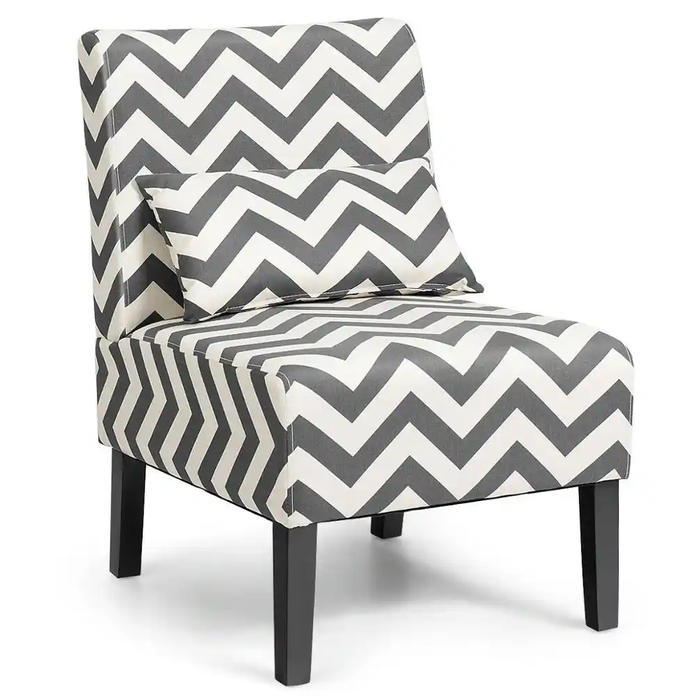 Armless Accent Chair Leisure Chair Single Sofa With Lumbar Pillow Gray Chevron Living Room Chairs Aliexpress