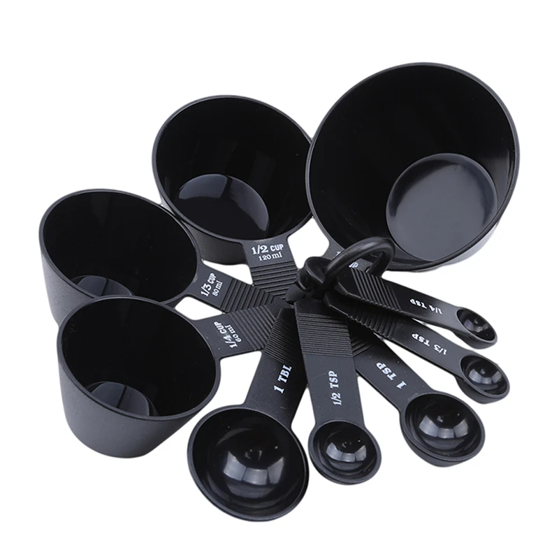 

9PCS/Set Baking Tools Kitchen Measuring Spoon Black Plastic Easy Removing Collection Measuring Cups Spoons Kitchen Tools