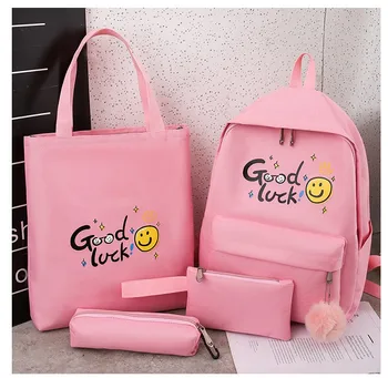 

New women's backpack for girls cute smiley face letter backpack large capacity handbag mixed color kanken rucksack YIMEI9093-1