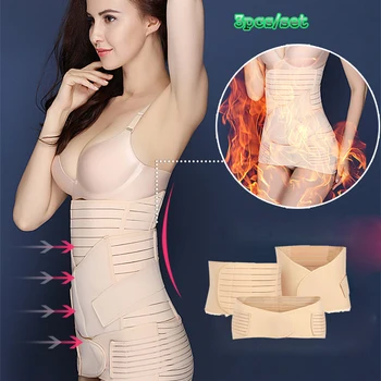 

3 Pcs/set Postpartum Belly Wrap Section Panty Belly Band Abdominal Compression Corset Girdle Short With Hip Stomach/Pelvic Band