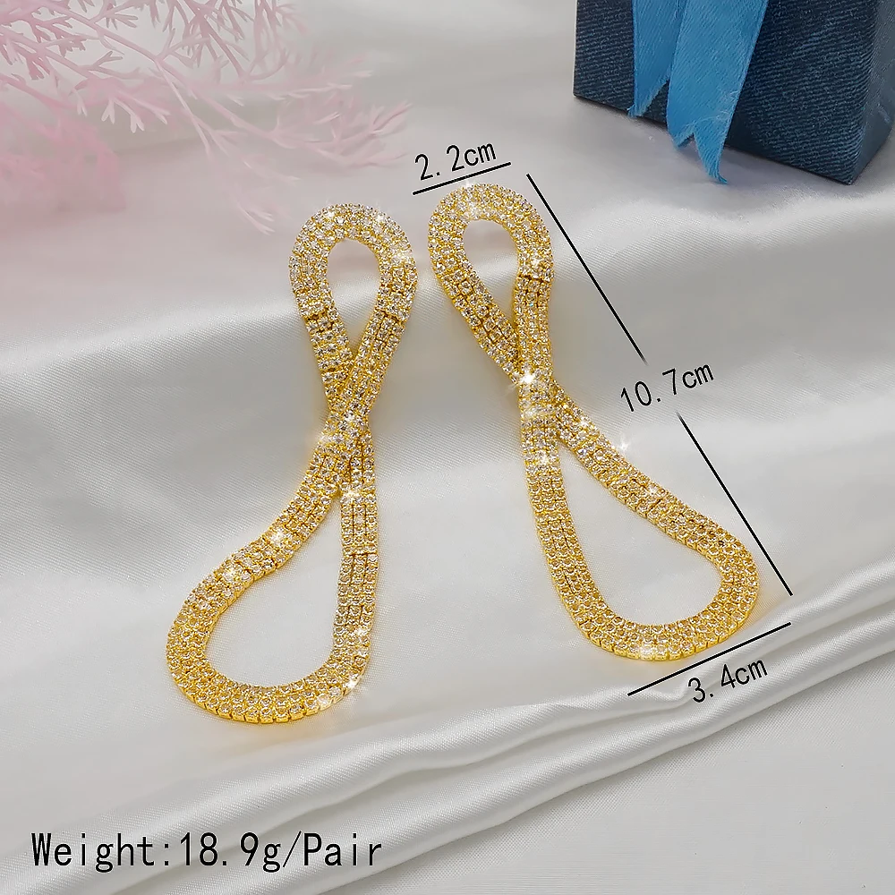 New Arrival Trendy White Crystal Long Tassel Dangle Earrings For Women Hanging Fashion Earrings Wedding Earings