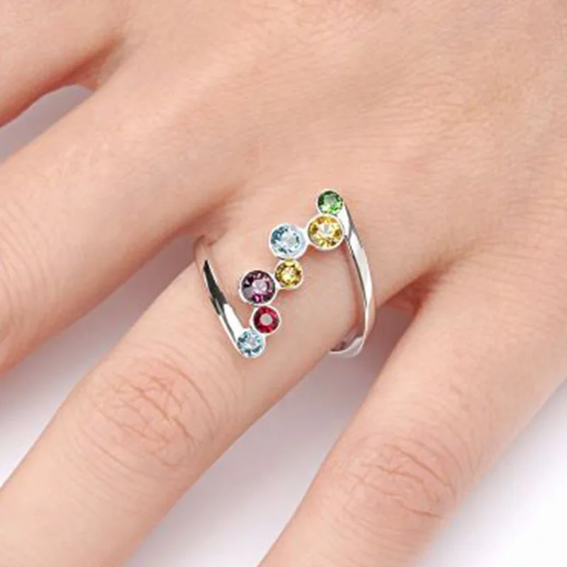 Elegant Romantic Women Ring Band Twist Design Luxury Noble sliver Color With Colored Zircon Women Ring