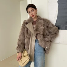 

New Women Finland Fox Fur Coat Autumn Winter Fashion Luxurious Young Style Down Cotton Liner Thick Warm Loose Fox Fur Parkas