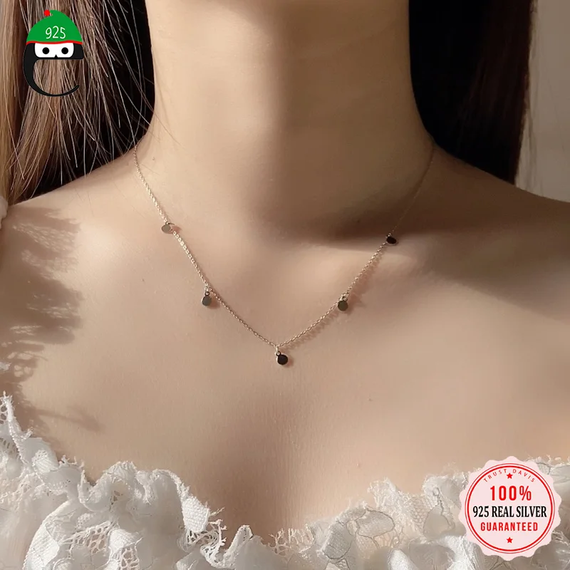 Choker Necklace Women Jewelry 925-Sterling-Silver Minimalist Elfoplatasi Bohemia Fashion