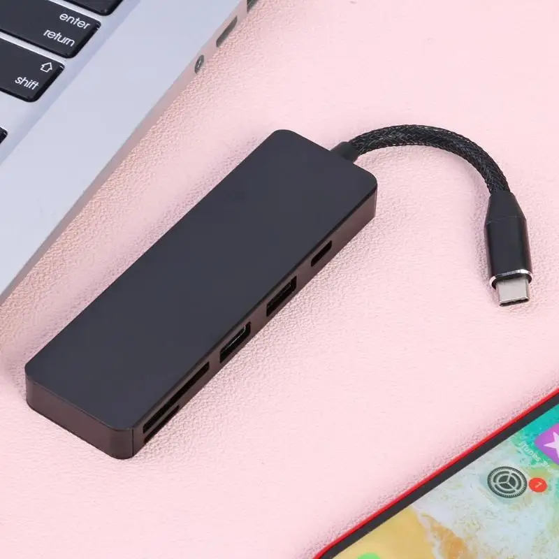 ALLOYSEED 5 in 1 USB3.0 Type-C TF Secure Digital Card Reader Computer Peripherals USB-C HUB Converter Accessories