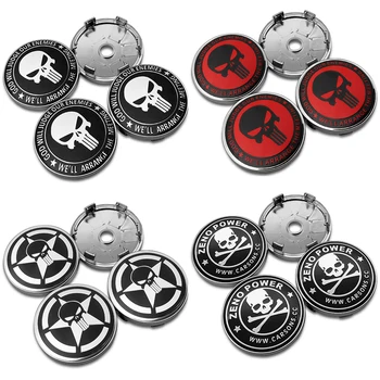 

4PCS 56/60mm Punisher Skull Logo Car Wheel Center Hub Caps Badge Emblem Sticker Decal Wheel Dust-proof covers Badge accessories