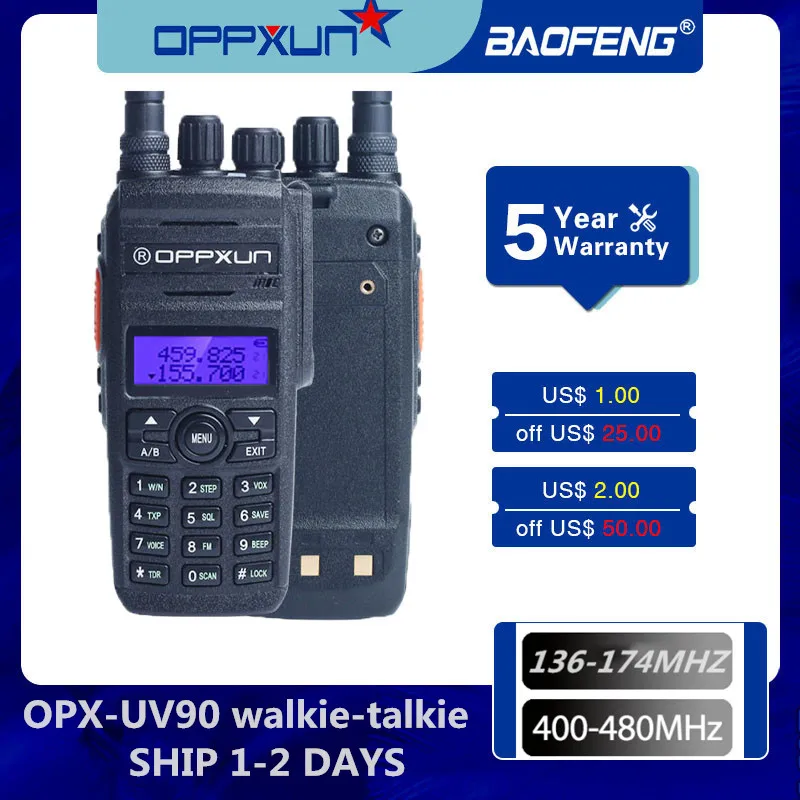 OPPXUN OPX UV90 walkie talkie waterproof IP68 portable ham station remote  telex walkie talkie 10W 15KM two way car Cb radio UHF|Walkie Talkie| -  AliExpress