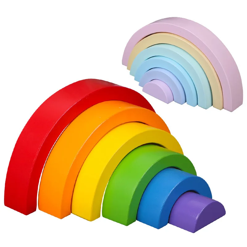 

Currently Available Rainbow Building Blocks Montessori Educational Arch Bridge Semicircle Kindergarten Children Wood Early Educa