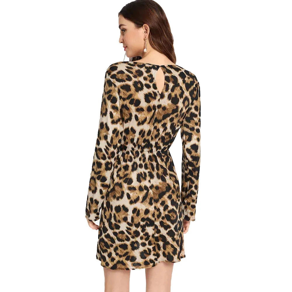 Leopard print dress lady Clearance