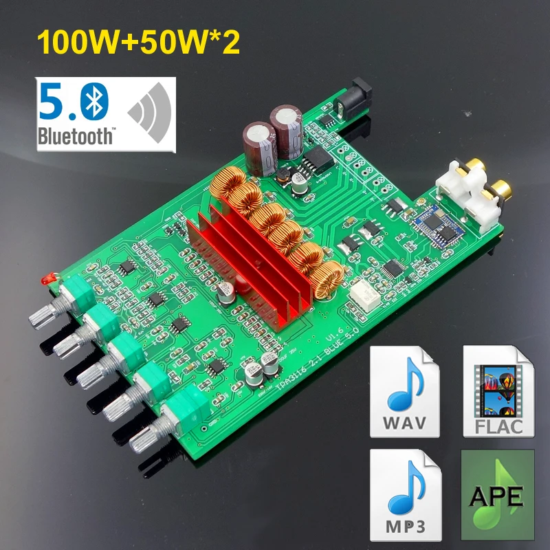 50W*2 +100W DC12 24V 5.0 Bluetooth Amplifier Board TPA3116 APTX HD DP1A