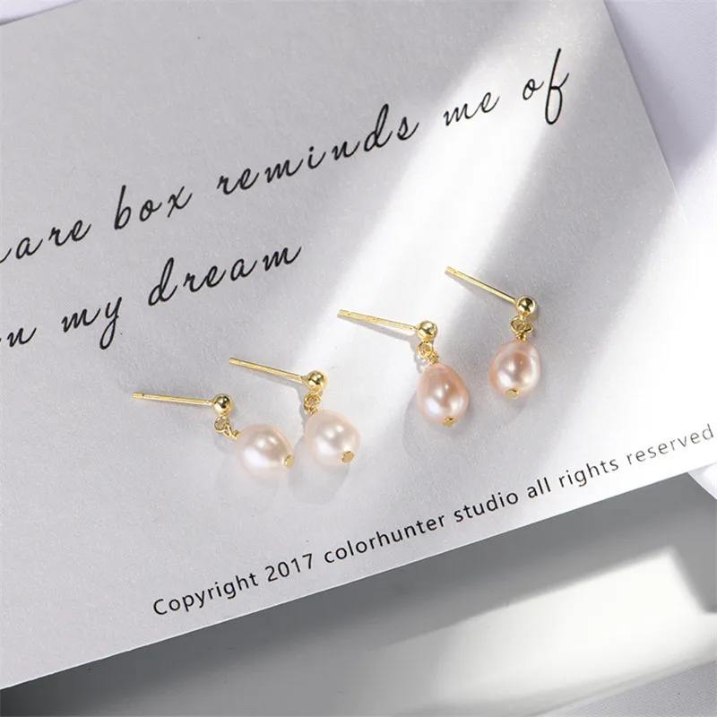 925 Sterling Silver Natural Baroque Shaped Pearl Earrings Women Korean Temperament Wedding Jewelry Gifts - Image 5