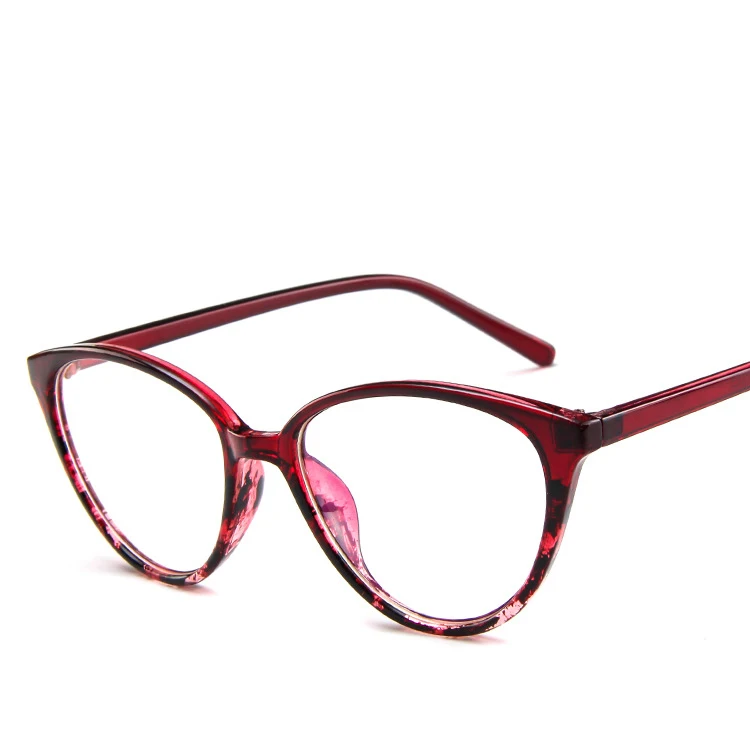 Оправа для очков в стиле кошачьи глаза прозрачные линзы женские Брендовые очки оптические оправы близорукость nerd черная красная оправа для очков - Цвет оправы: Бордовый