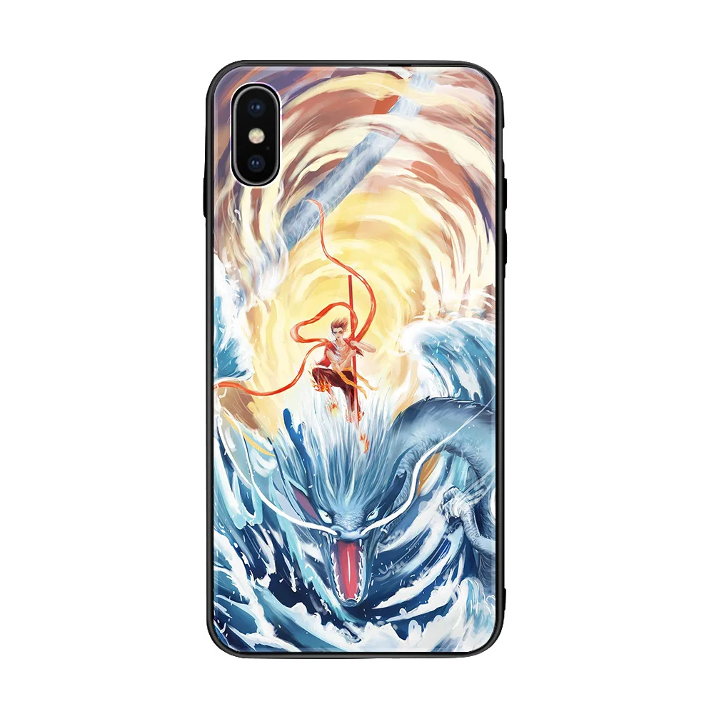 NZ-9 Милый мультяшный чехол для iPhone XS Max XR 6 6s 7 8 Plus X NEZHA, эксклюзивные чехлы из закаленного стекла, чехлы, подарок - Цвет: NZ-9