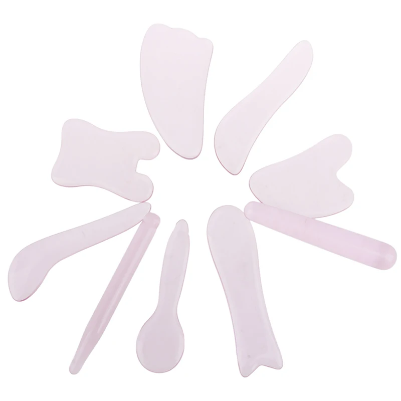 Rose Natural Crystal Stone Guasha Board Natural Stone Scraper Tools For Face Neck Back Body Pressure Therapy