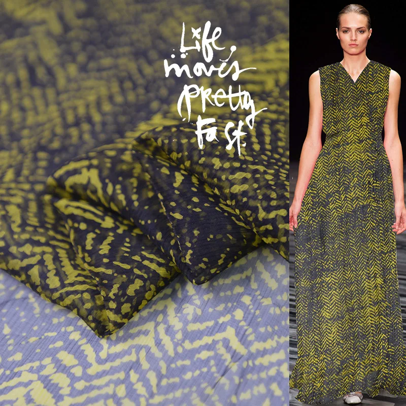 19 летняя Новинка 135 см в ширину 8momme шелк Crinkle Shiffon печатная ткань елочка ткань для Diy шитье платье Распродажа